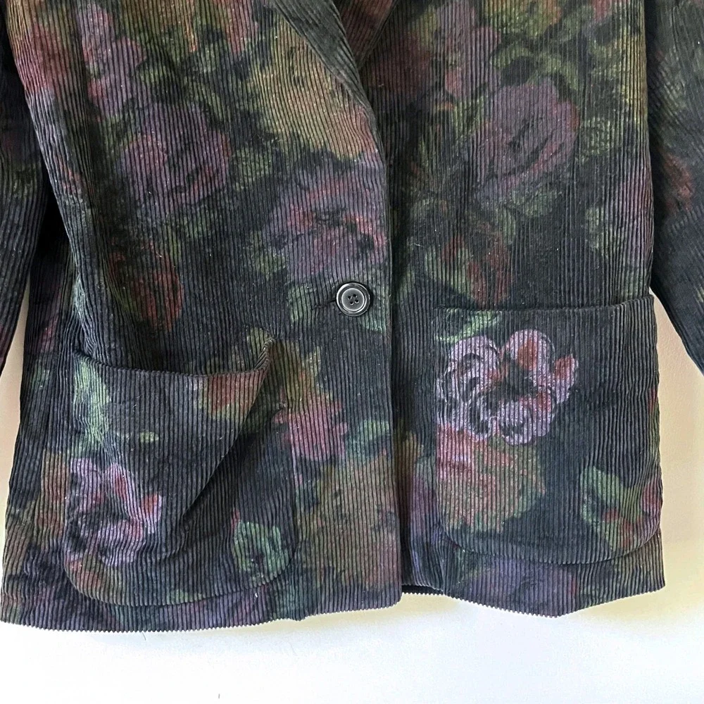 Vintage Corduroy Blazer Sz Small Whimsigoth Moody Floral Dark Academia Cottage